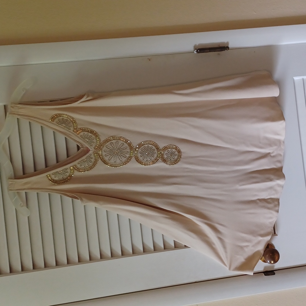 +lilly pulitzer FIA  A line swing dressing sand dune with gold accents